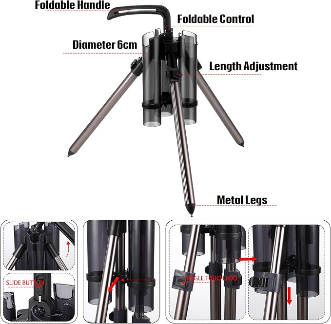Gisafai Fishing Rod Carrier Foldable Pole Holder Stand 3 Rod Portable Surf - Image 3