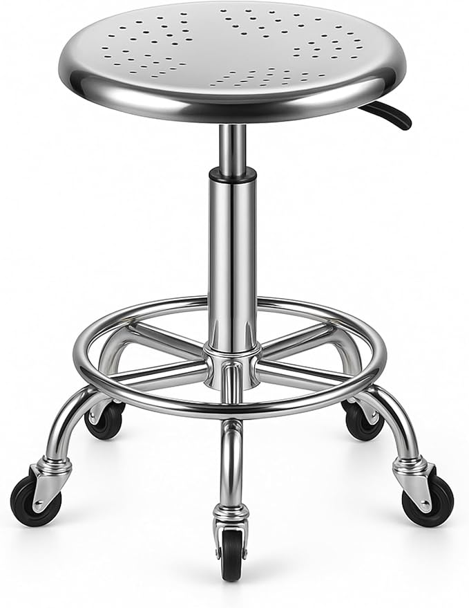 Rolling Stool, Stainless Steel Workbench Stool, Adjustable Swivel Stool Medical by ZWJLIZI