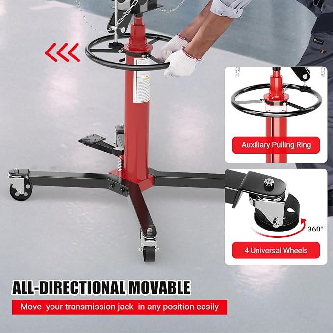 Transmission Jack, 1100lbs Hydraulic Telescoping Transmission Jacks, 33.5"-67" - Image 5
