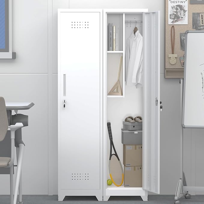 GREATMEET Slim Broom Closet Storage Cabinet, Narrow Utility Closet, Utility - Image 3