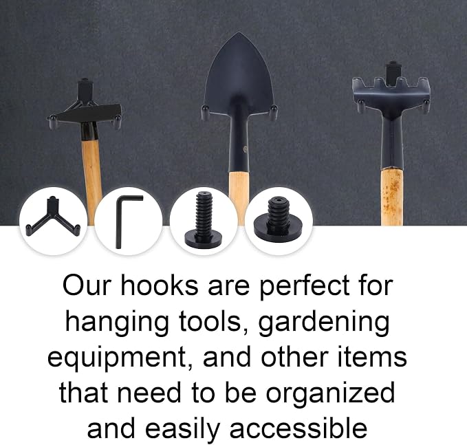 16 Pcs Storage Shed Hooks Set for Suncast, 5 Black V Shaped Tool Hooks Organizer - Image 6