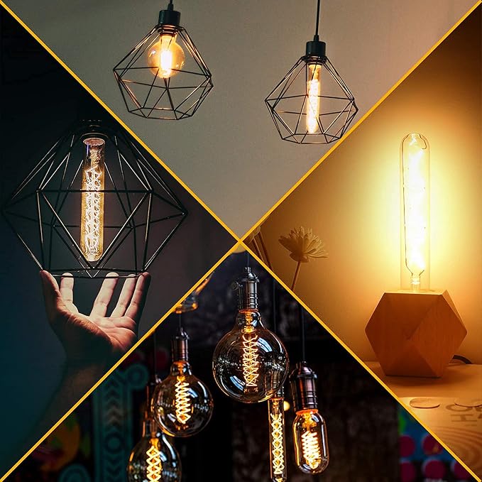 Leools Vintage T10 LED Edison Light Bulb Super Thin Filament, 40 Watt Warm - Image 8
