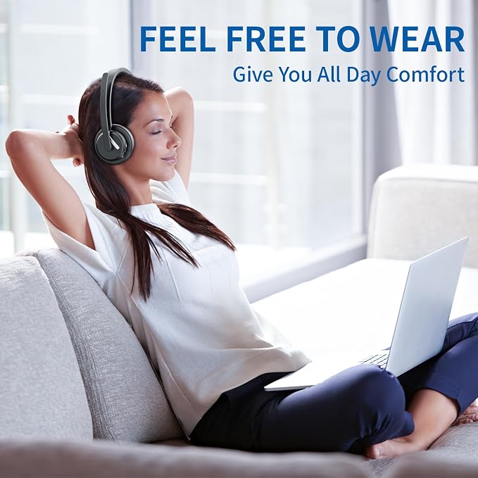 Wireless Headset with Mic for Work, Wireless Headphone with Voice Assistant for - Image 4
