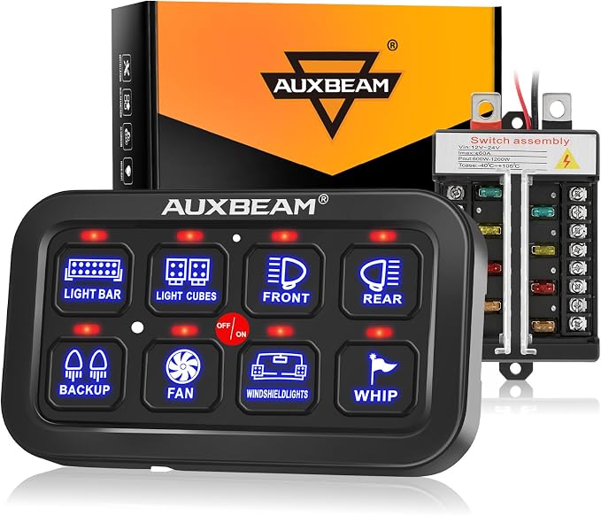 Auxbeam 8 Gang Switch Panel BB80 Universal Circuit Control Relay System by Auxbeam