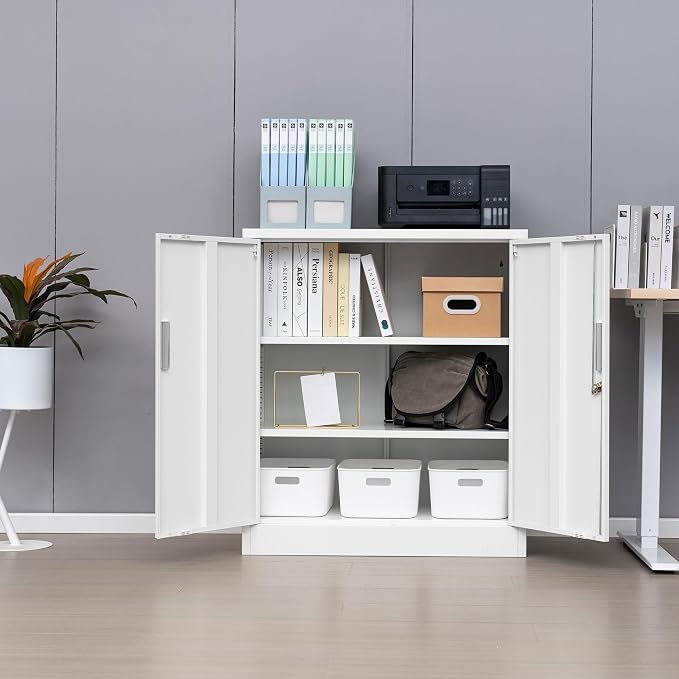 Metal Storage Cabinet with Locking Doors and Adjustable Shelves, 36.2" H Steel - Image 2
