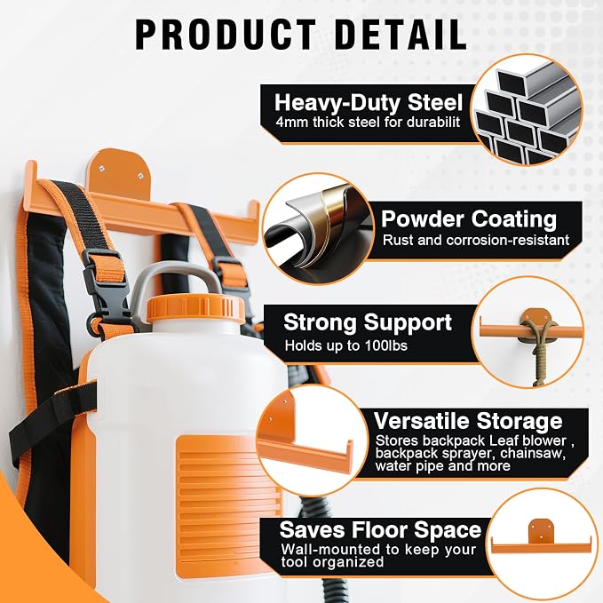 Backpack Leaf Blower Hanger, Backpack Sprayer Wall Mount, Lawn Care Accessories - Image 2