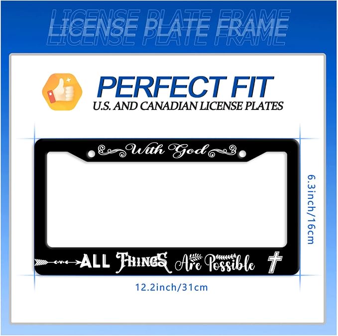 with God All Things are Possible License Plate Frame Christian License Plate - Image 7
