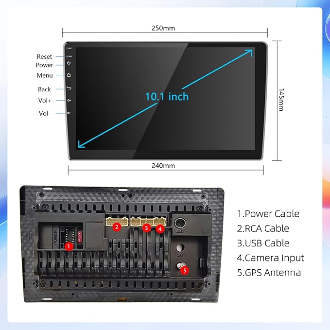 10.1Inch 2.5D HD Double Din Car Stereo Radio Receiver, Android Touch Screen MP5 - Image 7