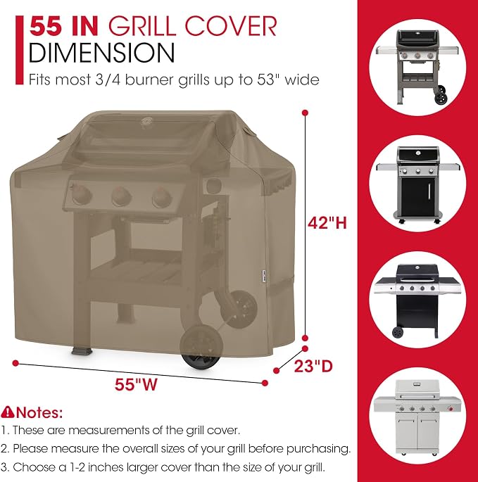 Unicook 55 Inch Grill Cover for Outdoor Grill, Heavy Duty Waterproof Gas BBQ - Image 2