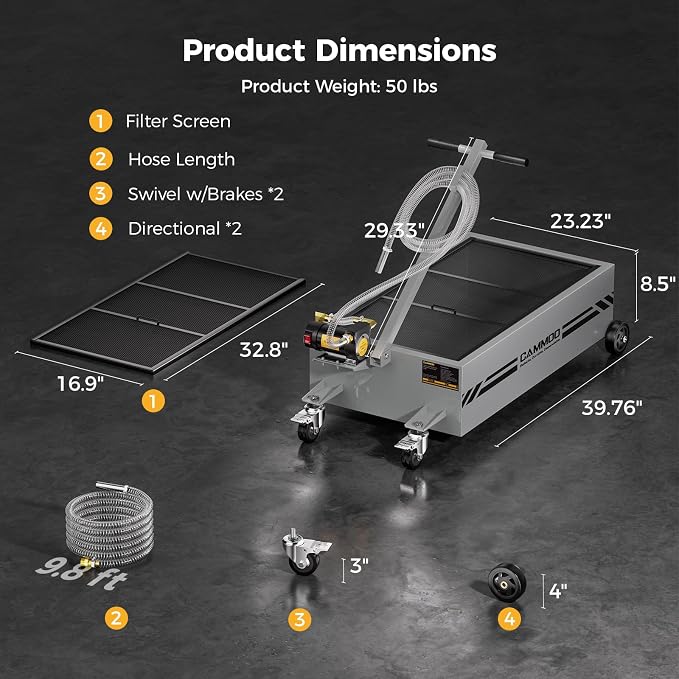 25 Gal Electric Oil Drain Pan, 110V High-Flow Pump, 9.8 FT Hose, 200 W Motor - Image 9