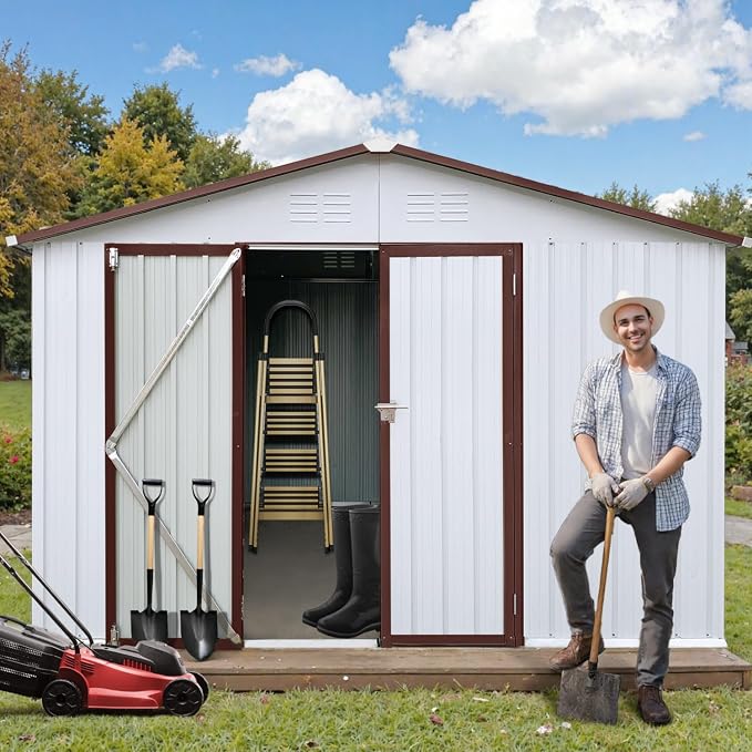 10 x 12 FT Outdoor Storage Metal Shed, Garden Bike Shed - Image 2