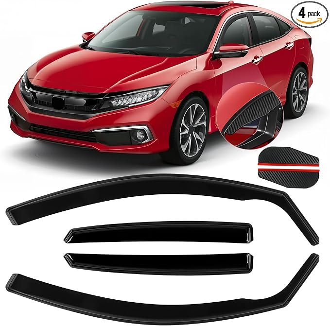 in Channel Rain Guards Fits for Honda Civic 2016-2021 Sedan 4-Door, Durable by CHYKORLA