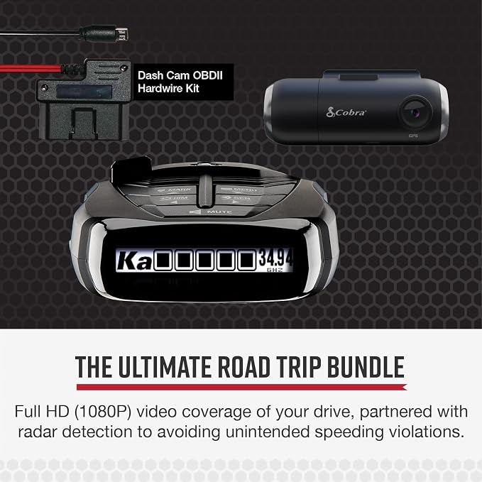 Cobra RAD 480i Radar Detector & SC 201 Smart Dash Cam + 2.5A OBD Port to Micro - Image 2