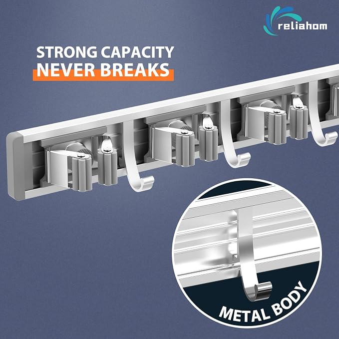 Broom Holder Wall Mount Mop and Broom Hanger Wall Mounted Garage Storage Rack - Image 2