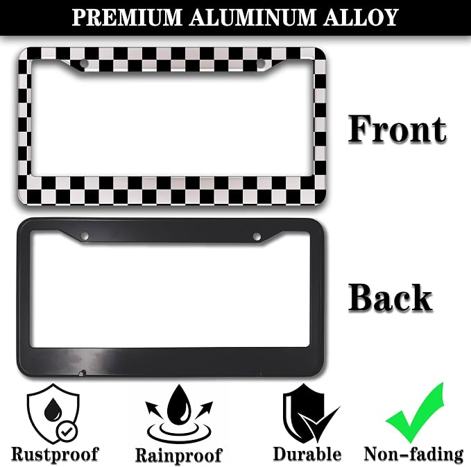 License Plate Frames Black and White License Plate Bracket Black and White - Image 3