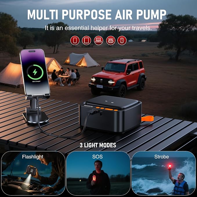 NEXPOW Tire Inflator Portable Air Compressor, 180 PSI Cordless Air Pump - Image 7