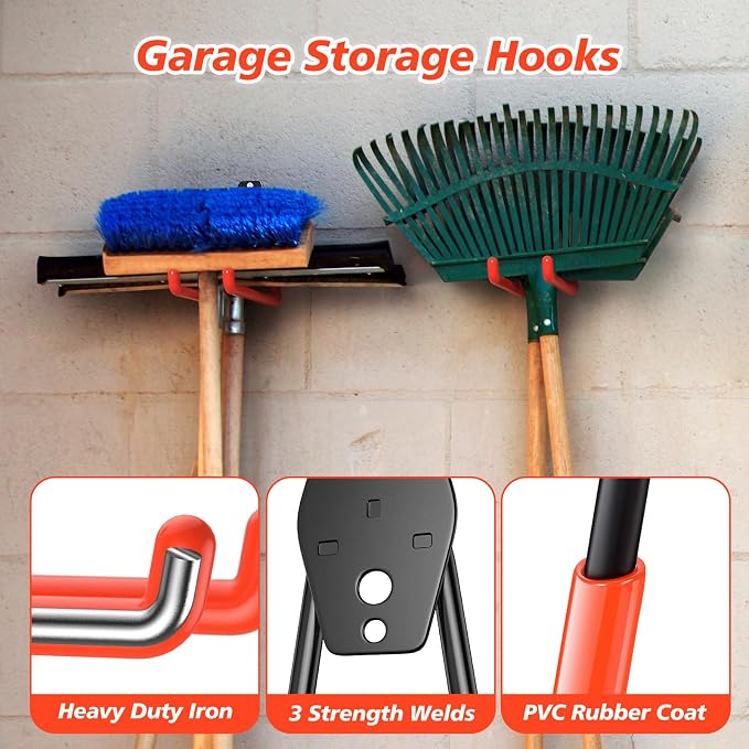 4 Pack 5.2x5.1 inch U Heavy Duty Garage Hooks, Solid Steel Wall Mount Hangers - Image 3