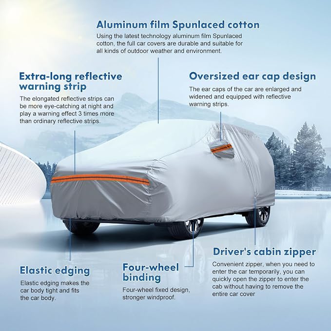 KEYOOG 6-Layer Full Car Cover is All-Weather Waterproof, Universal in All - Image 6