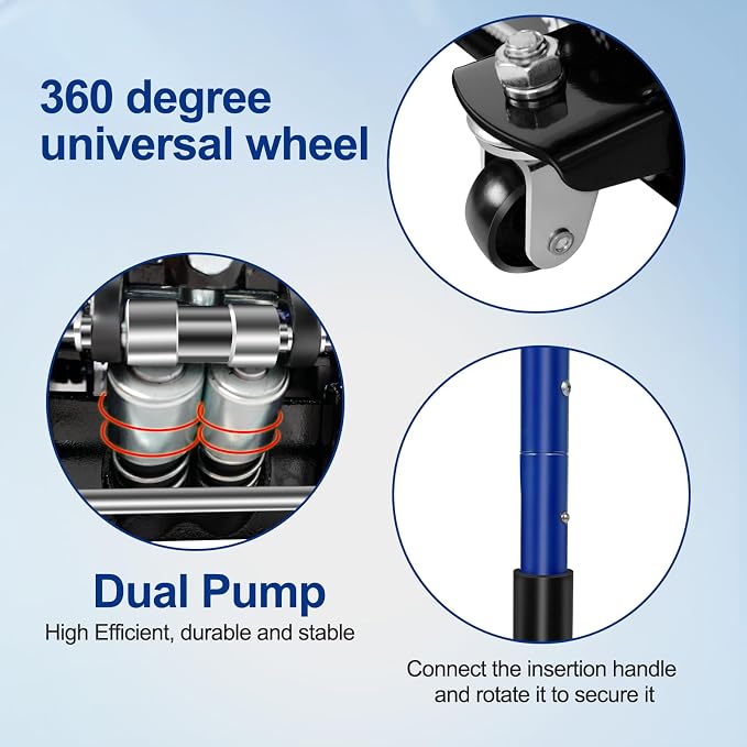 Floor Jack 3Ton/6600lbs.Dual Piston Fast Lifting Pump.Ultra Low Profile Floor - Image 4