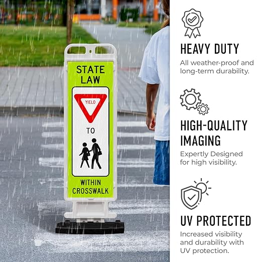 State Law Yield for Pedestrian in Crosswalk R1-6a MUTCD Sign, Double Sided 3M - Image 6