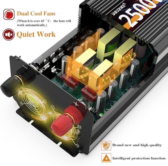 2500W Power Inverter 12V DC to AC 110V/120V 5000W Converter 3 sockets car - Image 2
