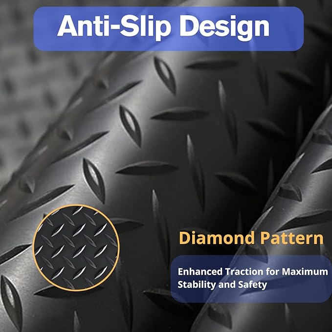 4X10 FT Garage Floor Mat， 2.5 Inch Thickened Diamond Plate Flooring Roll - Image 4