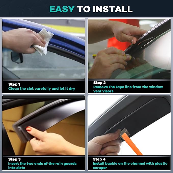 4PCS in Channel Rain Guards Fit - Image 8