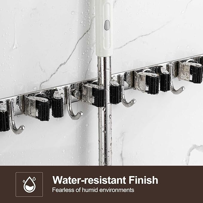 2 Pack Wall Mount, Stainless Steel Broom Hanger, Heavy Duty Mop and Broom - Image 3