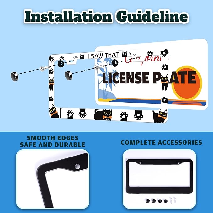 Cat License Plate Frame I Saw That Cat License Plate Holder Paw Animal - Image 4