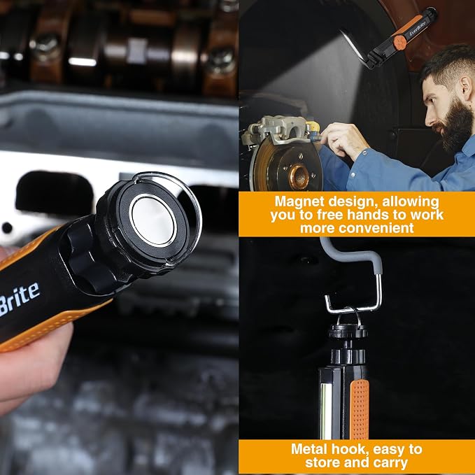 EverBrite 2 Pack LED Rechargeable Work Light, 800LM COB Foldable Flashlight - Image 5