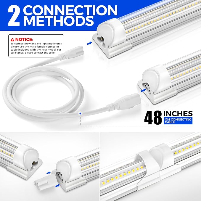 Barrina 8FT LED Shop Light, 100W 15000LM 5000K, V Shape Integrated T8 Lighting - Image 6