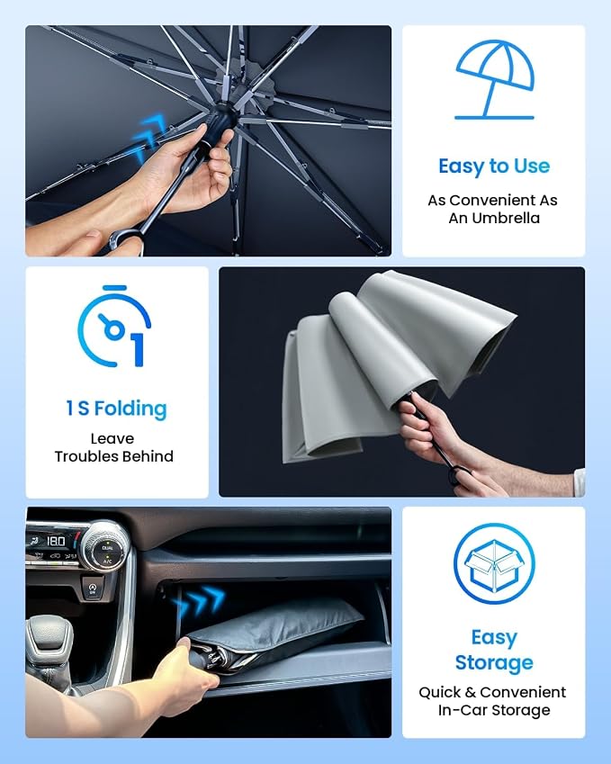 REEVAA 2025 Upgraded Truck Windshield Sun Shade Umbrella Protect Interior - Image 7