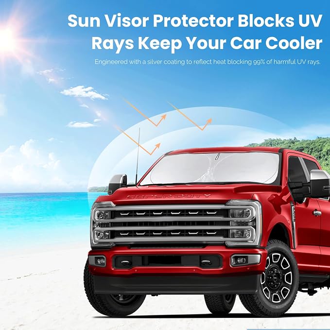 for Ford F250 F350 F450 F550 2017-2024 2025 Super Duty Crew Cab Windshield Sun - Image 3