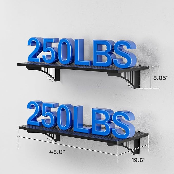 YOLENY 2-Pack 1.64x4FT Adjustable Heavy Duty Garage Wall Shelving, 500lbs Load - Image 3