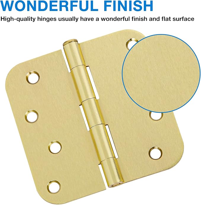 18 Pack 4 In Exterior Door Hinges Outdoor Brushed Brass Door Hinges Satin Gold - Image 3