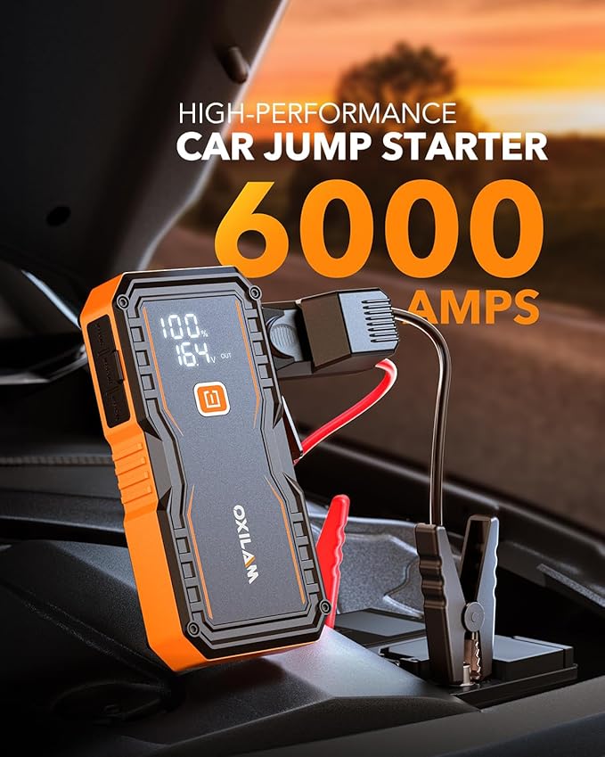 OXILAM Jump Starter 6000A for All Gas/12L Diesel, Car Battery Jumper Starter - Image 2