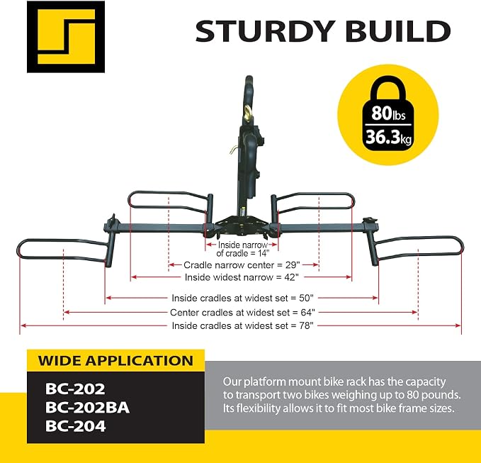 Stromberg Carlson BC-202BA 2-Bike Platform Style Hitch Mount Foldable Bike Rack - Image 4