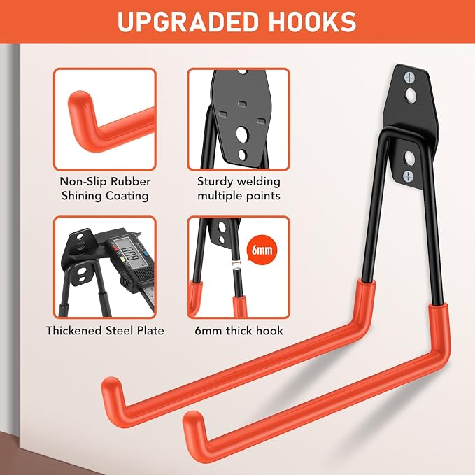 30 Pack Garage Hooks with Anti-Slip Coating, Heavy Duty Wall Mount Storage Hooks - Image 4
