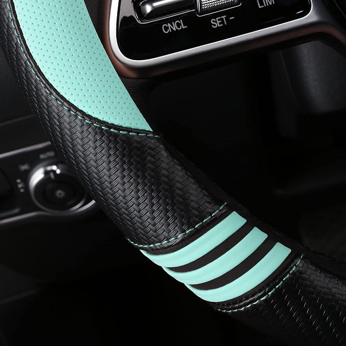 Car Steering Wheel Covers for Women Padded Carbon Fiber PU Leather Cute Auto - Image 4