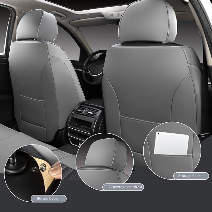 Leather Car Seat Covers, Breathable and Waterproof Faux Leather Automotive Seat - Image 3