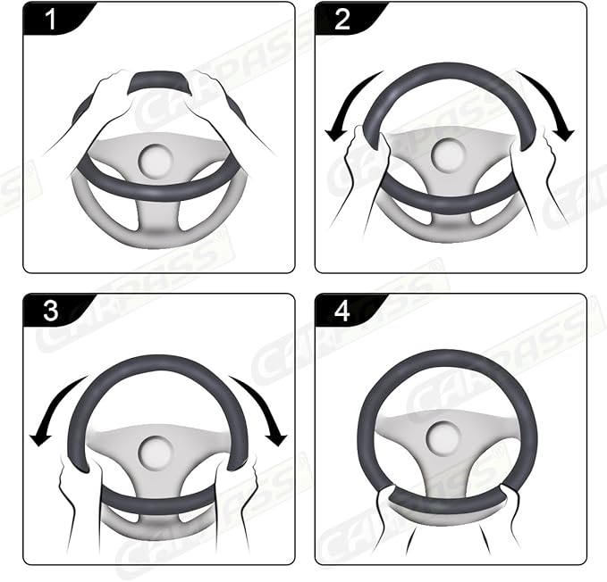 CAR PASS Line Rider Microfiber Leather Sporty Steering Wheel Cover Universal - Image 5