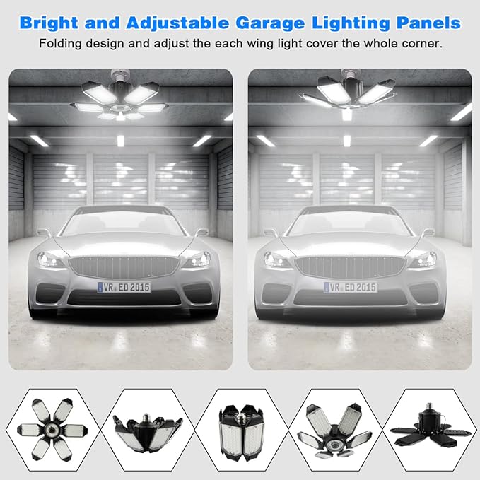 LED Garage Light - 160W Garage Light Bulb 64000LM 6500K Super Bright Garage - Image 3