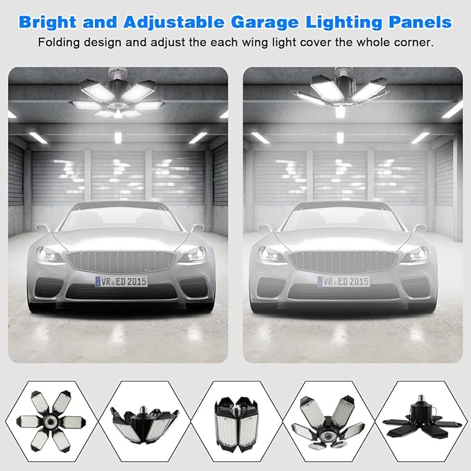 Garage Lights - 2Pack Super Bright 32000LM LED Garage Ceiling Light 6500K LED - Image 3