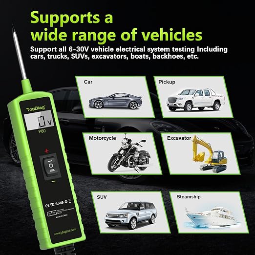 Test Light Automotive Electrical Tool, Topdiag P60 Car Circuit Tester, 12V 24V - Image 6