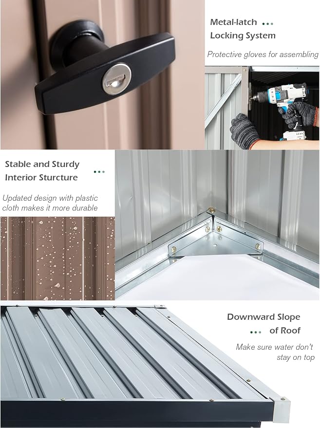 AECOJOY 7' x 7' Metal Storage Shed - Image 4