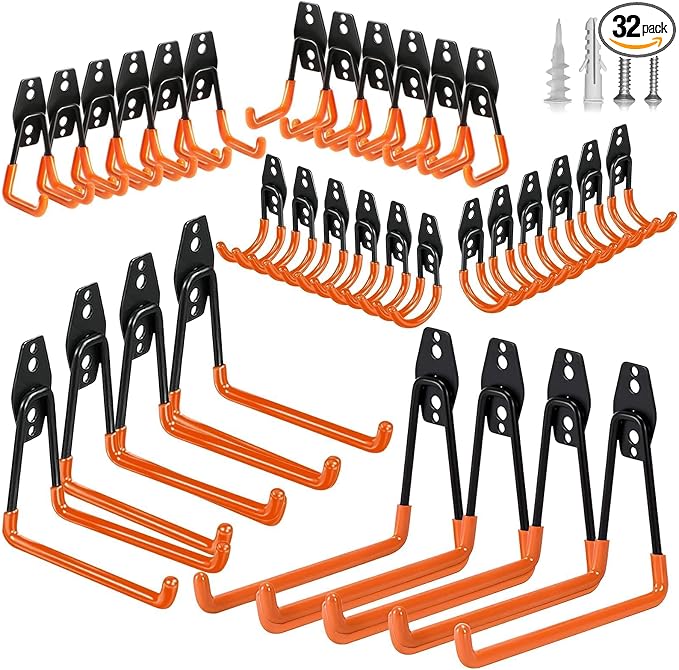 32 Pack Garage Hooks garage organization Steel Heavy Duty Garage Storage Hooks by HaveANiceDay
