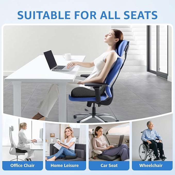 Extra Large Office Chair Cushion, Sciatica & Hip Pain Relief, Booster Pad - Image 7
