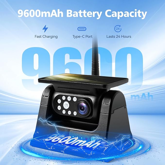 10.1" - 2 Magnetic Solar Wireless Backup Camera, HD 1080P DVR Monitor, Dual RV - Image 5