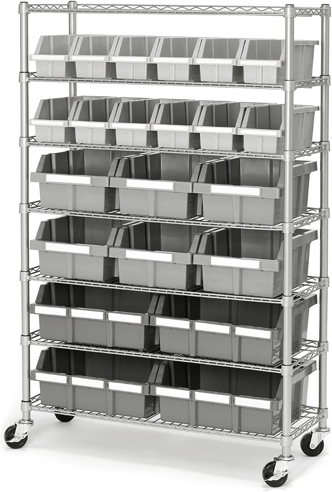 Seville Classics Commercial 7-Tier Platinum/Gray NSF 22-Bin Rack Storage System by SevilleClassics