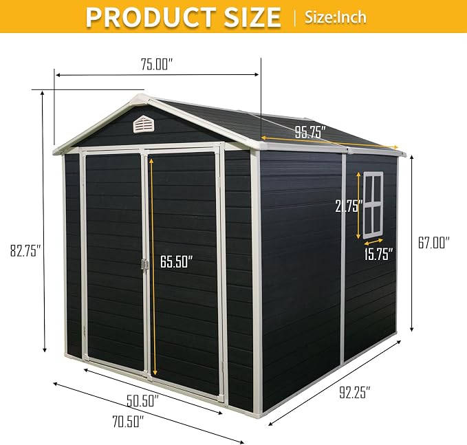 6x8 FT Outdoor Storage Resin Shed - Image 8